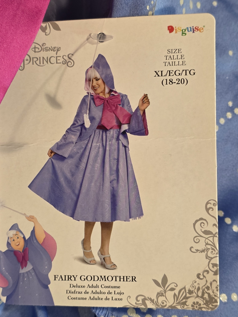 NEW Disney Cinderella Fairy Godmother Women's XL 18-20 Costume Dress And Cape